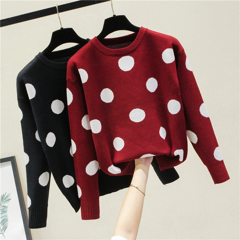 Soft Women Polka Dot Sweater Female Cashmere Jumper Casual Fall Winter Knitted Sweaters And Pullovers Red Beige Jumper Tops Pullovers Aliexpress Soft Women Polka Dot Sweater Female Cashmere Jumper Casual Fall Winter Knitted Sweaters And Pullovers Red Beige Jumper Tops Pullovers Aliexpress