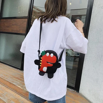 

Creative Design Women Canvas Crossbody Bag Cute Classic Texture Chic Cartoon Animal Dinosaur Daily Shoulder Handbags