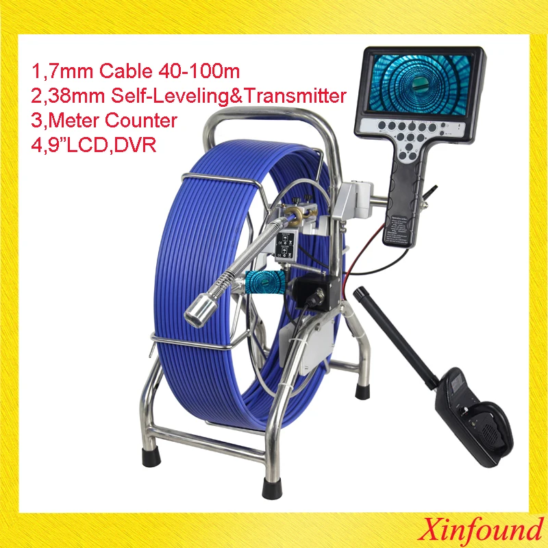 

512Hz Locator Receiver With 38mm Self-Leveling And Transmitter 7mm Cable 40-100 Meters 7"LCD Pipe endoscope inspection camera
