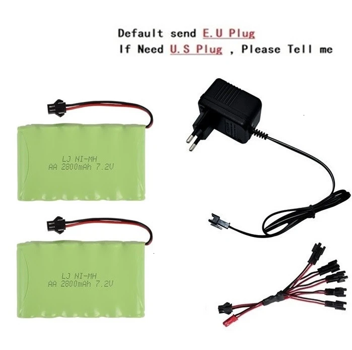 SM Plug) Ni-MH 7,2 v 2800mah батарея+ 7,2 v зарядное устройство для Rc игрушечного автомобиля танка поезд Робот Лодка пистолет 5* AA 7,2 v перезаряжаемый аккумулятор - Цвет: Арбузно-красный