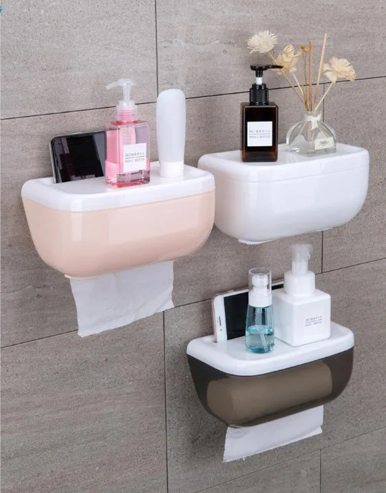

Bathing Room Toilet Tissue Box Cover Napkin Paper Holder Dispenser Decoration 3Colors Paper Roll Holder Waterproof Easy Install