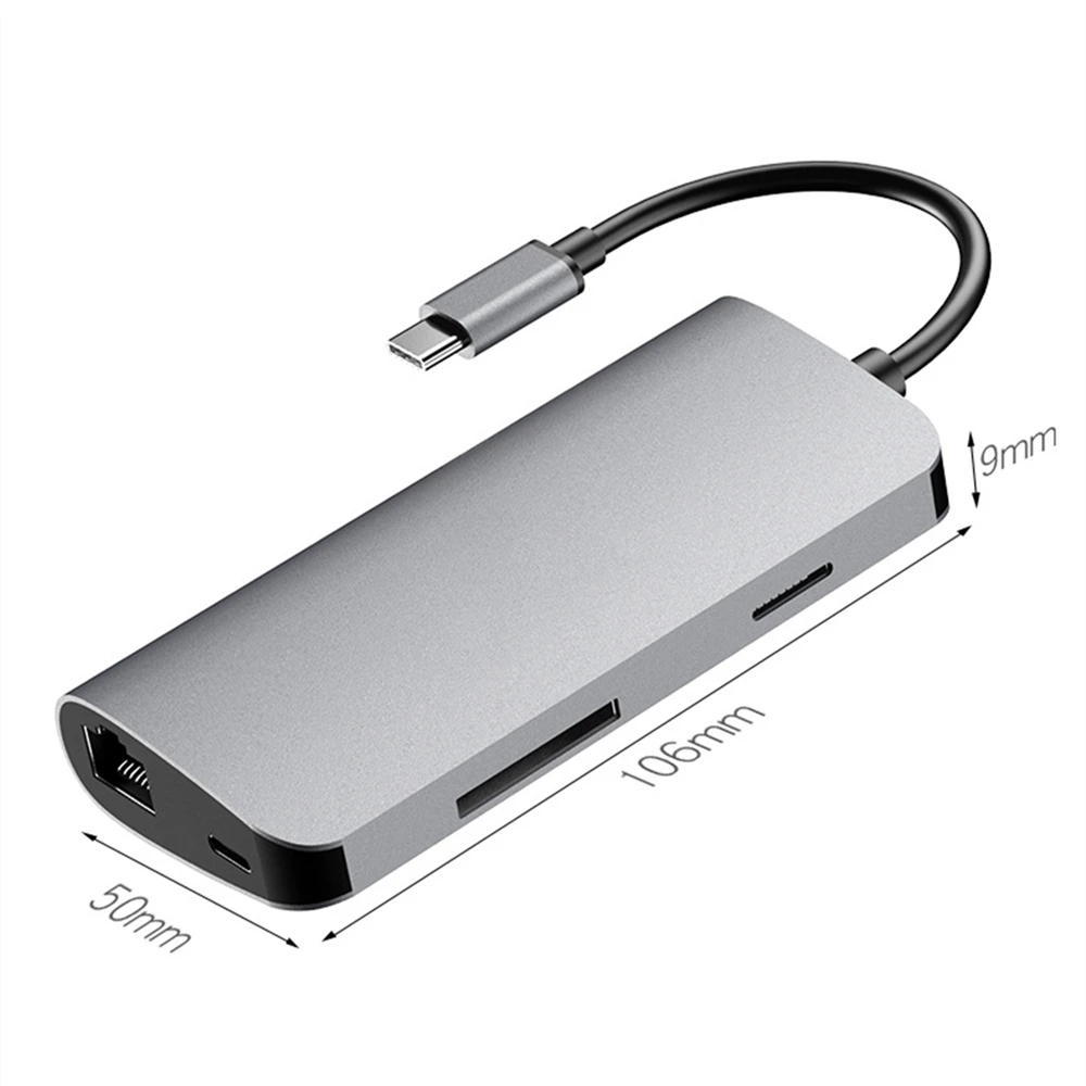 ОВБР Тип usb-C концентратор 8 в 1 Multi Функция кабель-Переходник USB C на 4K HDMI RJ45 TF/SD устройство для чтения карт USB 3,0 для быстрой Зарядное устройство адаптер док-станции