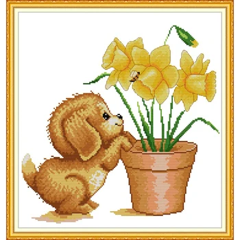 

Everlasting love Dog 2 chinese Cross stitch kits Ecological cotton printed 11 14CT DIY christmas decorations for home wedding