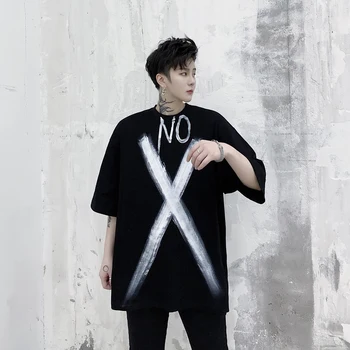 

Men Summer Hand Painted Short Sleeve Casual Loose Tees Shirts Male Streetwear Hip Hop Fashion T-shirt