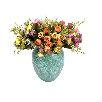 

5 Bouquet Artificial Flowers Peony Bud Flower Tea Rose Camellia Silk Fake Flower flores for Home room Garden Wedding Decoration