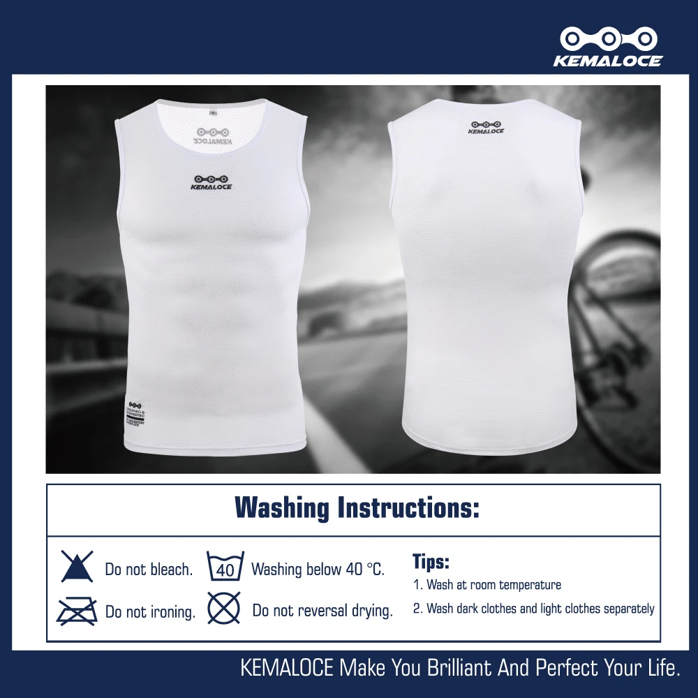 KEMALOCE Breathable Men Cycling Base Layer White 2021 Cool Cycle Sleevess Shirts Quick Dry Road Summer MTB Vest Bike Undershirt