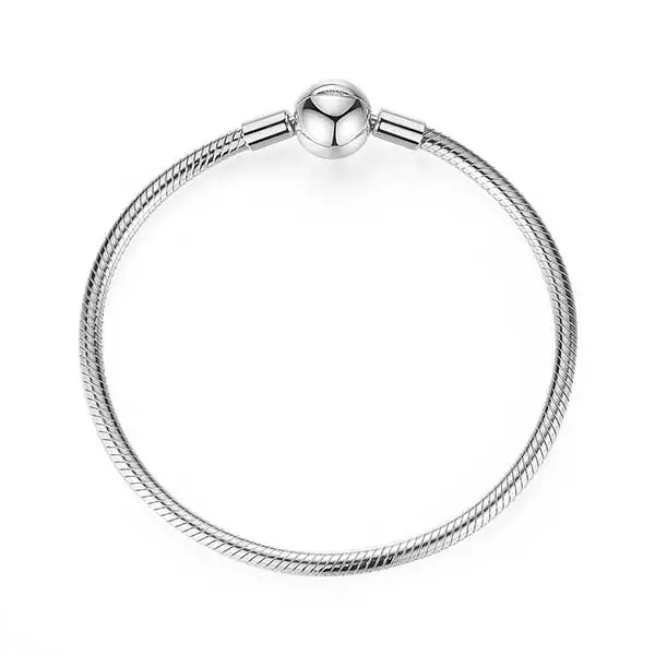925 Sterling Silver Classic MOMENTS SMOOTH Loved Heart Padlock Clasp Fantasyland Castle BANGLE Women's Charm Jewelry - Окраска металла: 8051