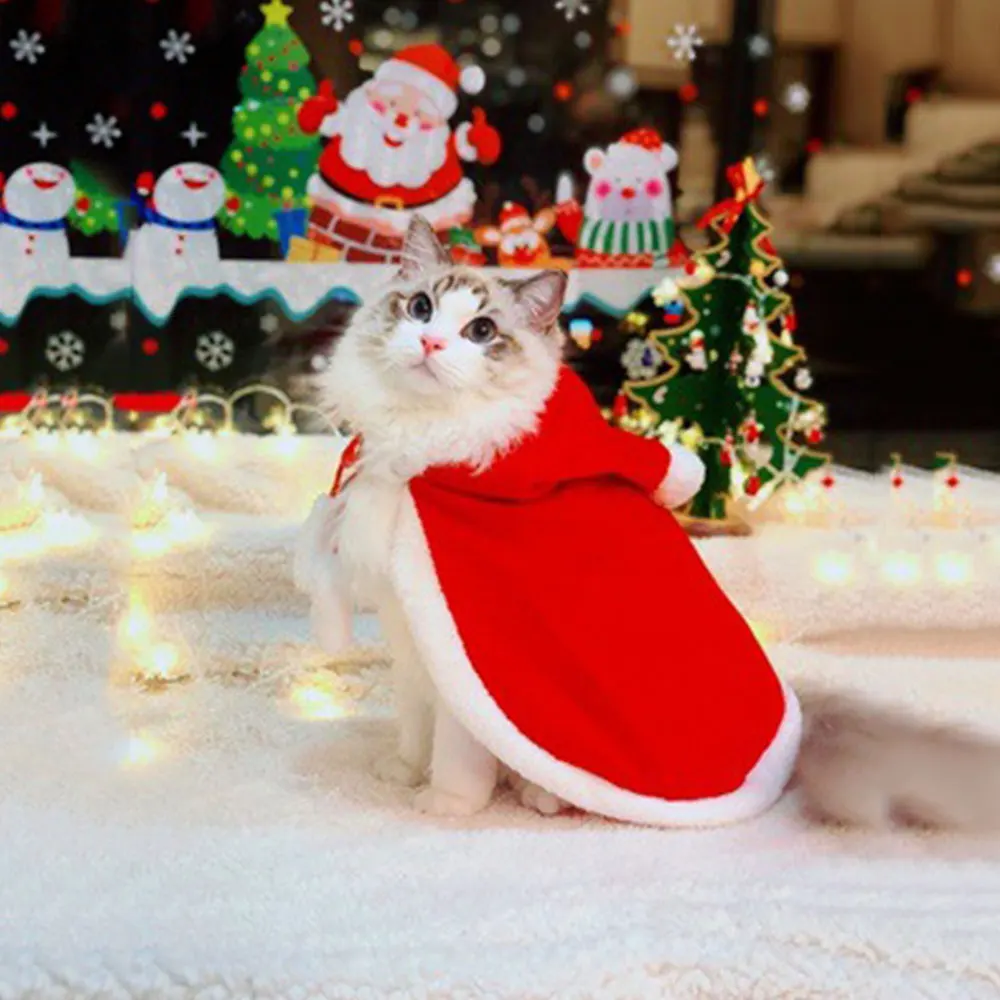 

New Arrival Pet New Year's Costumes Red Color Romantic Apparel Cat Santa Brand Design Three Size Cat Clothes Animal Accessories