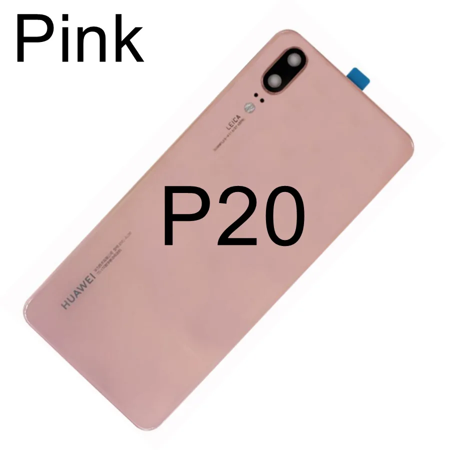 Задняя крышка аккумулятора для huawei P20 EML-L29 задняя дверь со стеклянной панелью Корпус чехол для huawei P20 задняя крышка с объективом камеры EML-L09 - Цвет: Pink With Lens