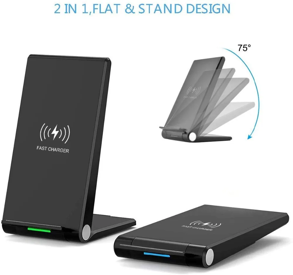 15W Qi Wireless Charger Fold Holder Fast Charging for Samsung Galaxy