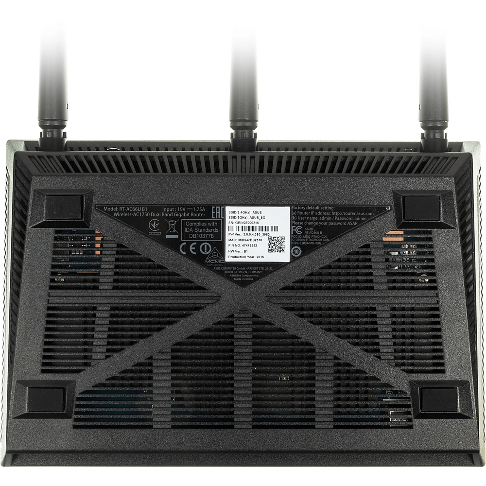 Роутер беспроводной Asus RT-AC66U AC1750 10/100/1000BASE-TX/4G ready черный