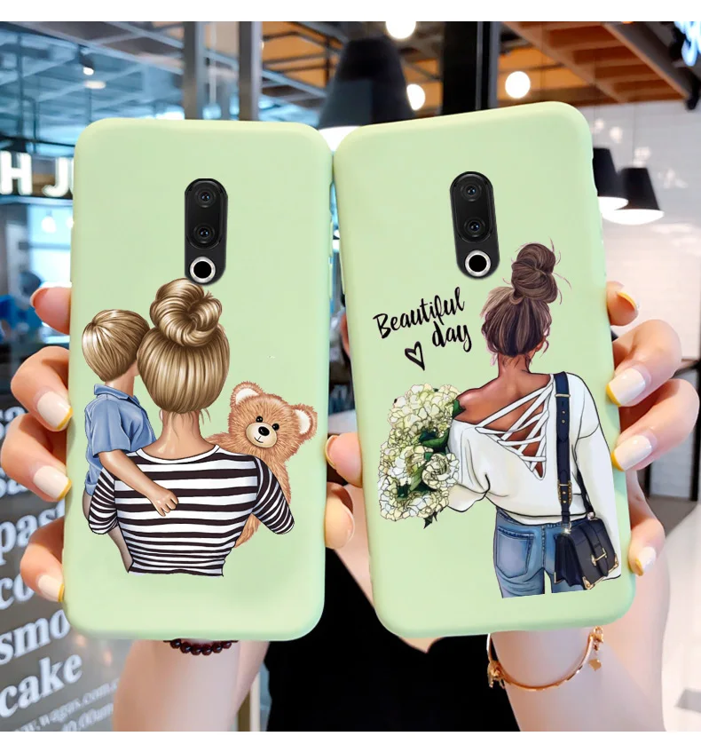 For Meizu 15 Case Candy Fashion Mother And Daughter Fundas Shell For Meizu 15 PLus Shockproof Matte Painted Phone Cover meizu phone case with stones craft