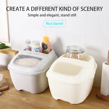 

Sealed multifunctional rice bucket storage box 10KG hot sale family kitchen clamshell sealed multifunctional rice bucket T7