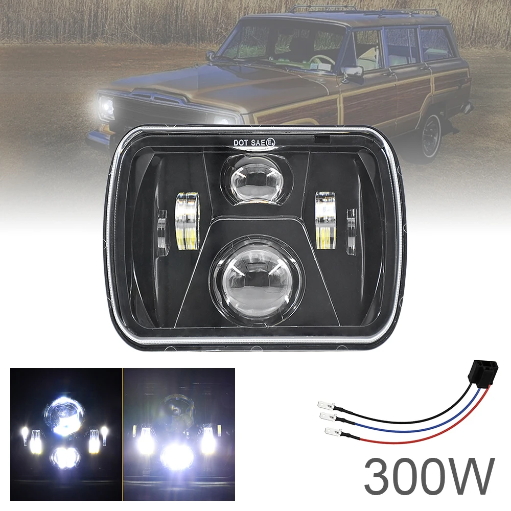 

300W 5x7 Inch Led Headlights 7x6 Led Sealed Beam Headlamp with High Low Beam Led Headlight Replacement for Toyota Pickup Truck