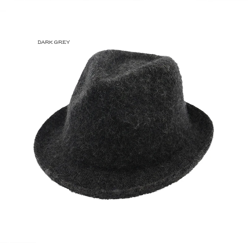 FS шерстяная женская мужская фетровая шляпа для зимы осени Элегантная Дамская Гангстерская фетровая джазовая шляпа свернутая вязанная верхняя шляпы-котелки