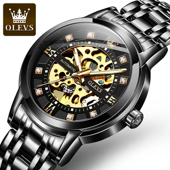 OLEVS Elite mężczyźni zegarki luksusowe automatyczne mechaniczne mężczyzna sport Wrist Watch moda biznes Hollow projekt zegarek dla człowieka tanie i dobre opinie 3Bar CN (pochodzenie) Klamerka z zapięciem Moda casual Mechaniczna nakręcana wskazówka Samoczynny naciąg 22cm STAINLESS STEEL