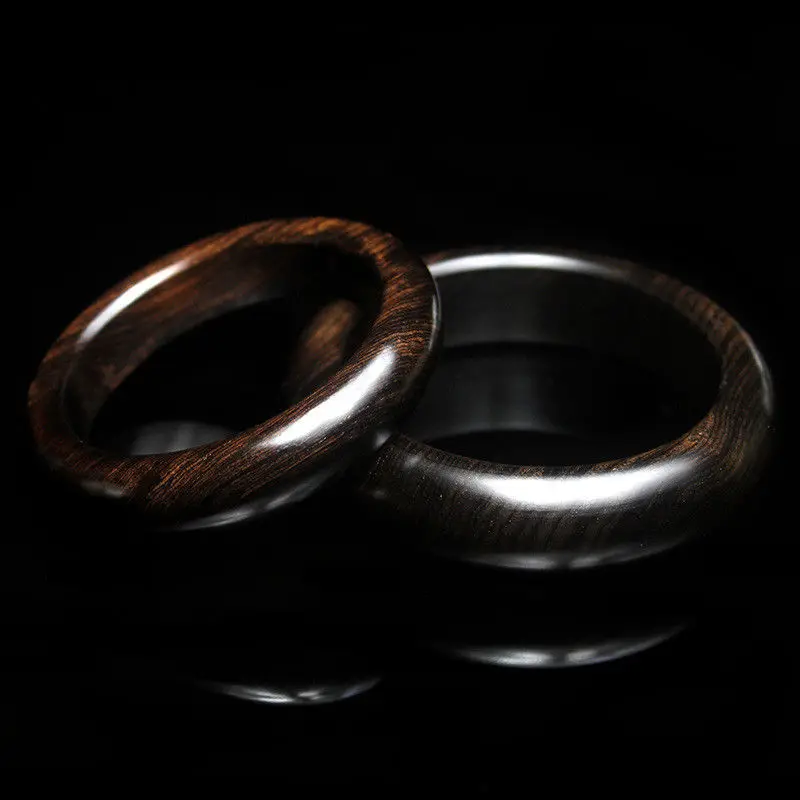 MOROW New Natural Black Sandalwood Ebony Round Charm Bangle Fashion Simple Vintage Bracelet for Women Men Birthday Party Gift (8)