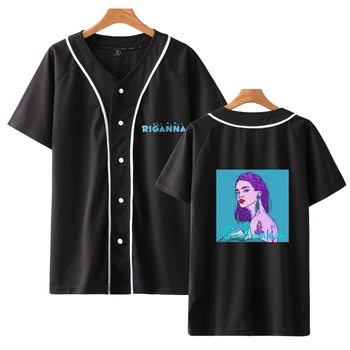 

Rihanna Oversized Shirt Jersey Men's Baseball Summer Shirt Men Hip Hop Short Sleeve Fashion Japanese Streetwear Dropshipping