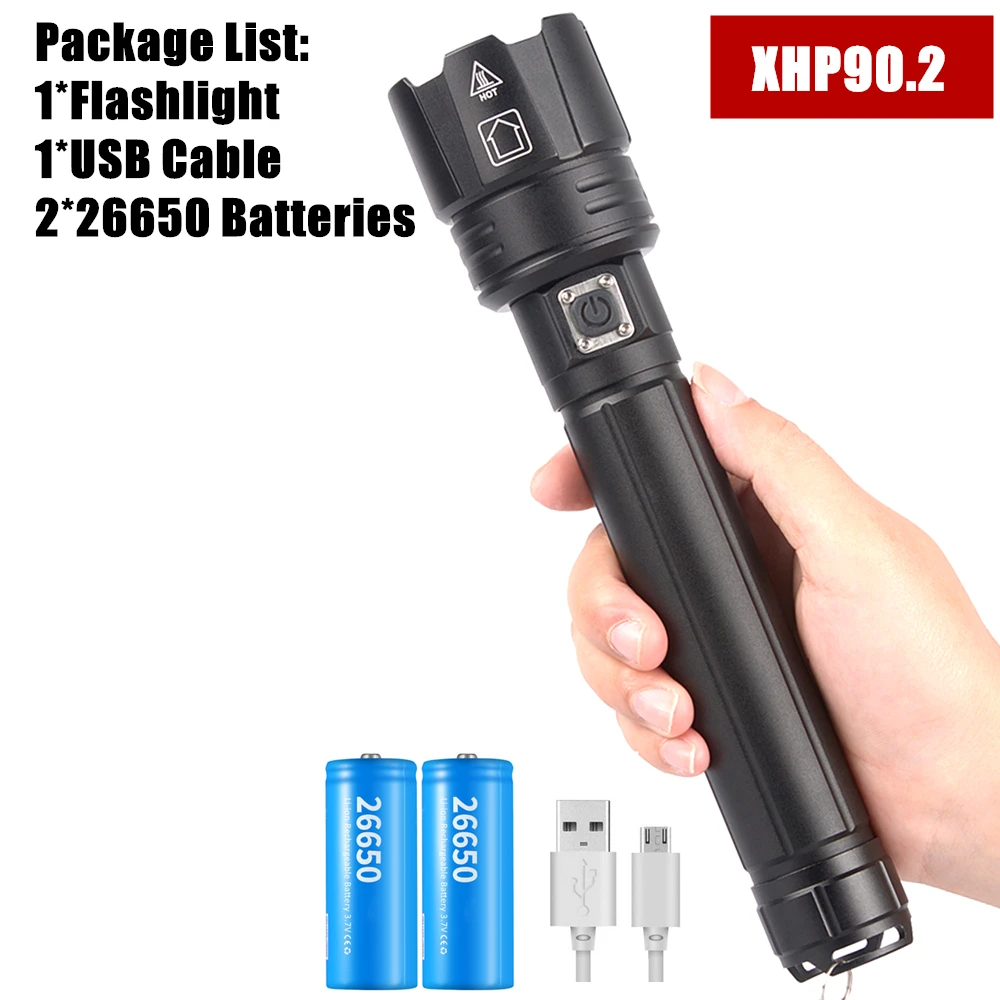 Package G XHP90.2 XHP70.2 светодиодный тактический Водонепроницаемый фонарь, масштабируемые охотничьи походные лампы на 18650 или 26650 перезаряжаемый аккумулятор - Испускаемый цвет: Package G
