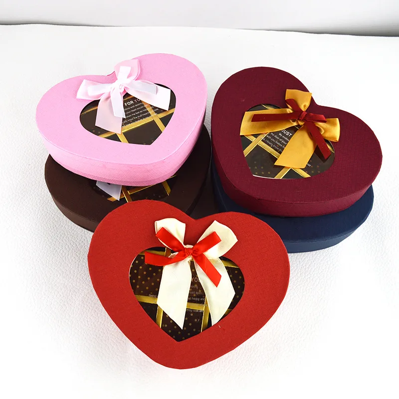 

Bow Heart Chocolate Gift Box Creative Festival Birthday Gift Box Valentine's Day Christmas Wedding Party Gift Boxes Bags