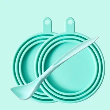 

Pet Canned Lid Long Handle Spoon Set Reusable Can Cover Dog Food Fresh-keeping Tin Sealing Cap Feeding Scoop Kit Cat Accessories