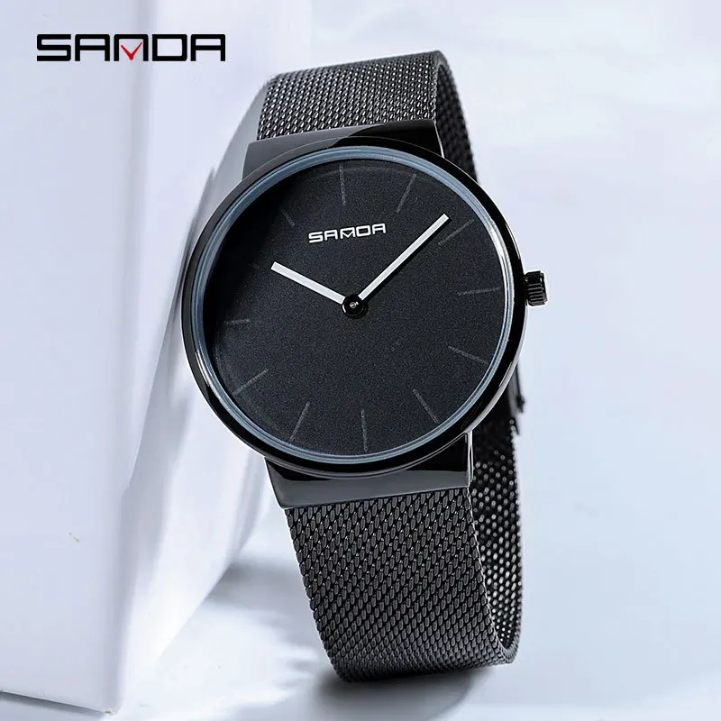 

SANDA Black Watch for Men Fashion Quartz Sports Wristwatch Waterproof Multifunction Watches Shock Resistant Waterproof doobo