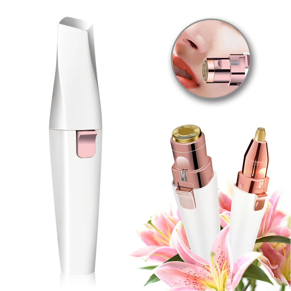 

2 IN 1 Electric Eyebrow Trimmer Makeup Painless Eyebrow Epilator for Women Portable USB Rechargeable Facial Hair Remover Machine