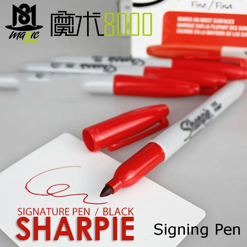 Normal Sharpie Pen (Red) Magic Tricks Marker Pen ( Black ) Magician  Professional Close-Up Street Accessories