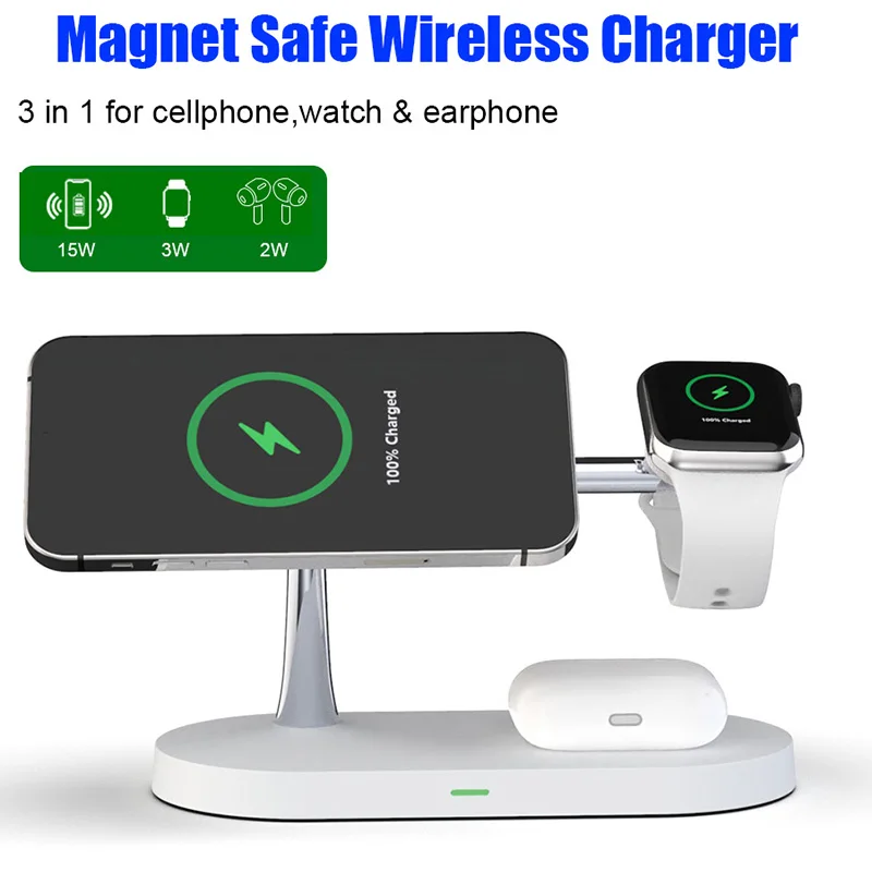 QI 15W  Fast Charging Station 3in1 Magnetic Safe Wireless Charger For iPhone 12 Pro Max 11 Chargers for Apple Watch Airpods Pro