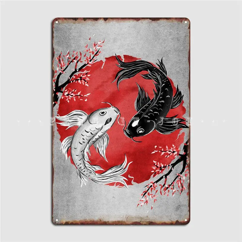 

Koi Fish Metal Sign Wall Decor Decoration Club Party Mural Tin Sign Poster