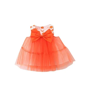 

DFXD Lovely Infant Dress Girl Summer Sleeveless Vest Dress Floral Print Bow Ball Gown Mesh Princess Dress Baby Vestido 6M-3T