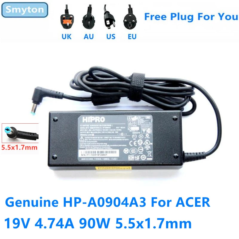 Original HIPRO HP-A0904A3 19V 4.74A 90W 5.5x1.7mm ADP-90CD DB AC Adapter Charger For ACER ASPIRE V3-571G V5-573PG 4741G 4752G laptop cooling mat