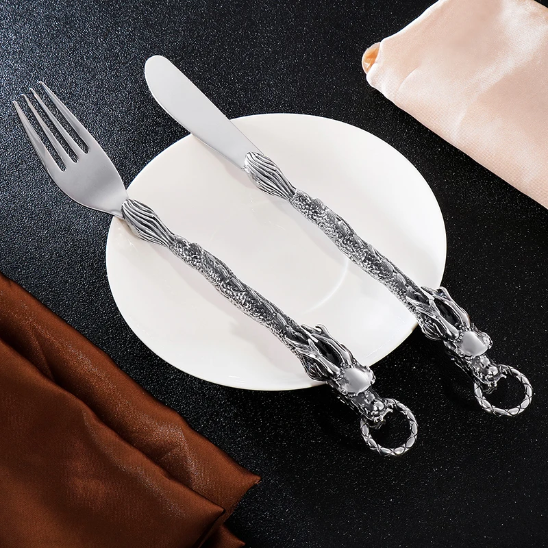 Дракон из нержавеющей стали набор посуды Западная еда столовые приборы посуда столовая посуда креативный подарок вилки, ножи, ложки