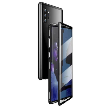 

For Samsung Galaxy Note 10 Plus Magnetic Absorption Front+Back Glass Anti-drop Dust Case Cover