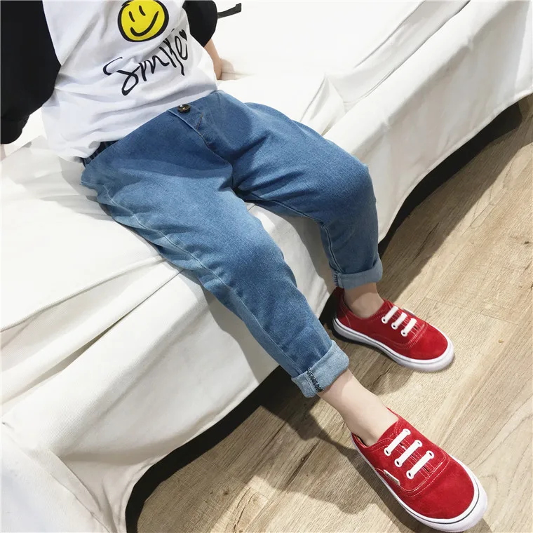 Childrenswear Autumn Crawler Children Cotton Jeans Men And Women Children Three Buckles Korean-style Cowboy Fashion Pants