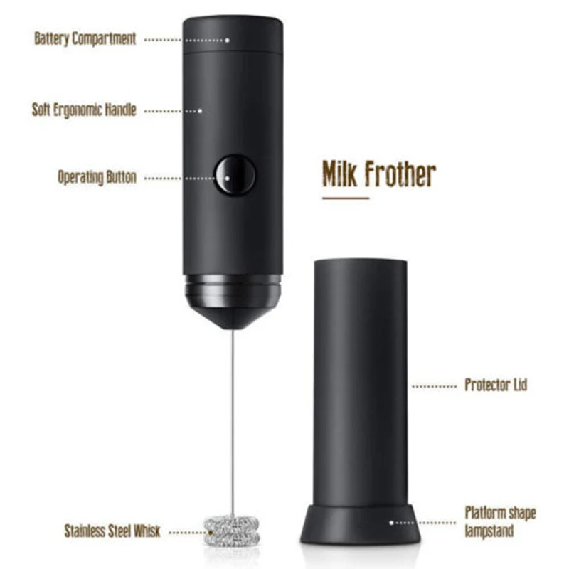 

1 Pcs Milk Frother Mixer Electric Hand Held Cappucino Maker For Nescafe Coffee