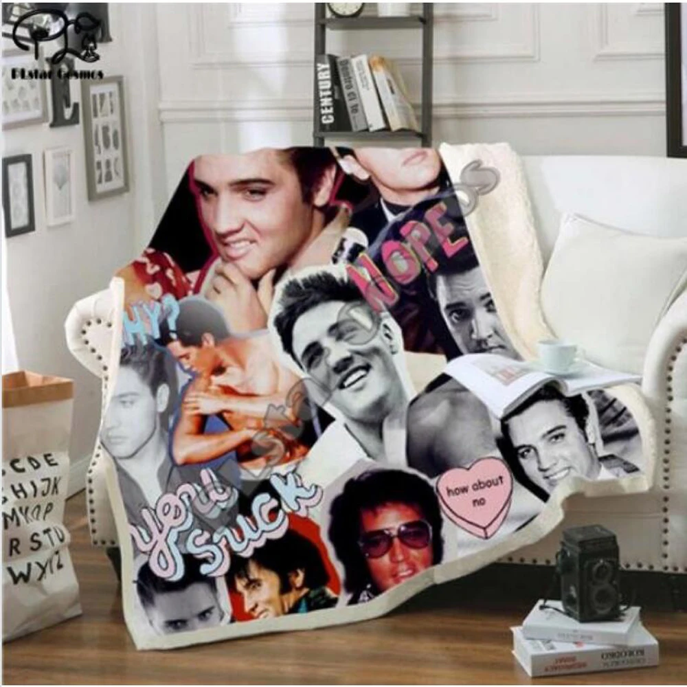 

Elvis Presley 3D Blanket for Beds Hiking Picnic Thick Quilt Fashionable Bedspread Fleece Throw Blanket style-3