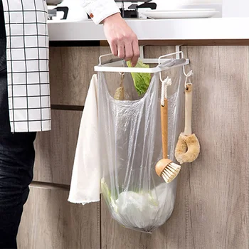

Garbage Bag Holder Iron Bracket Stand Rack Kitchen Trash Storage Hanger Portable Cabinet Bag Stand Rubbish Rack Kitchen Tools