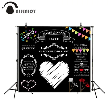 

Allenjoy Anniversary Photo Background Wedding Love Heart Flags Chalkboards Photophone Romantic Photocall Photobooth Backdrops