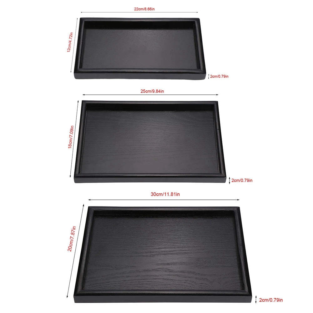 Rectangle Wood Serving Tray Japanese Style Tea Food Server Plate Snack Dessert Plate Kitchen Tools 3 Size Optional Tea Tray