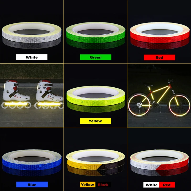 8m Bike Wheels Reflective Stickers Cycling Reflect Strip Adhesive