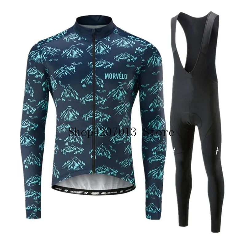MORVELO TEAM велосипедная майка, велосипедные штаны, набор, Ropa Ciclismo, мужская одежда с длинным рукавом, Осенний трикотаж для велосипедистов, одежда для Майо