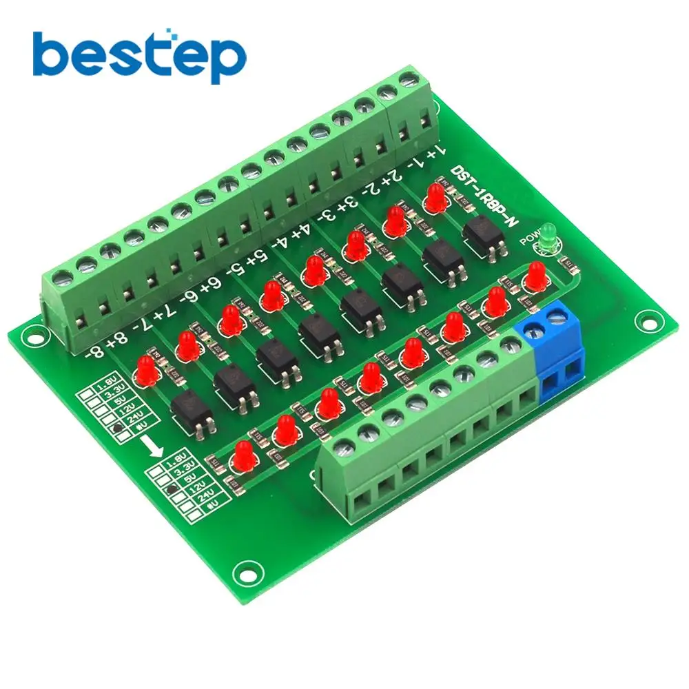 24 В до 5 В 8 канальная оптопара монтажная плата изолированный модуль ПЛК уровень сигнала преобразователь напряжения доска 8 бит