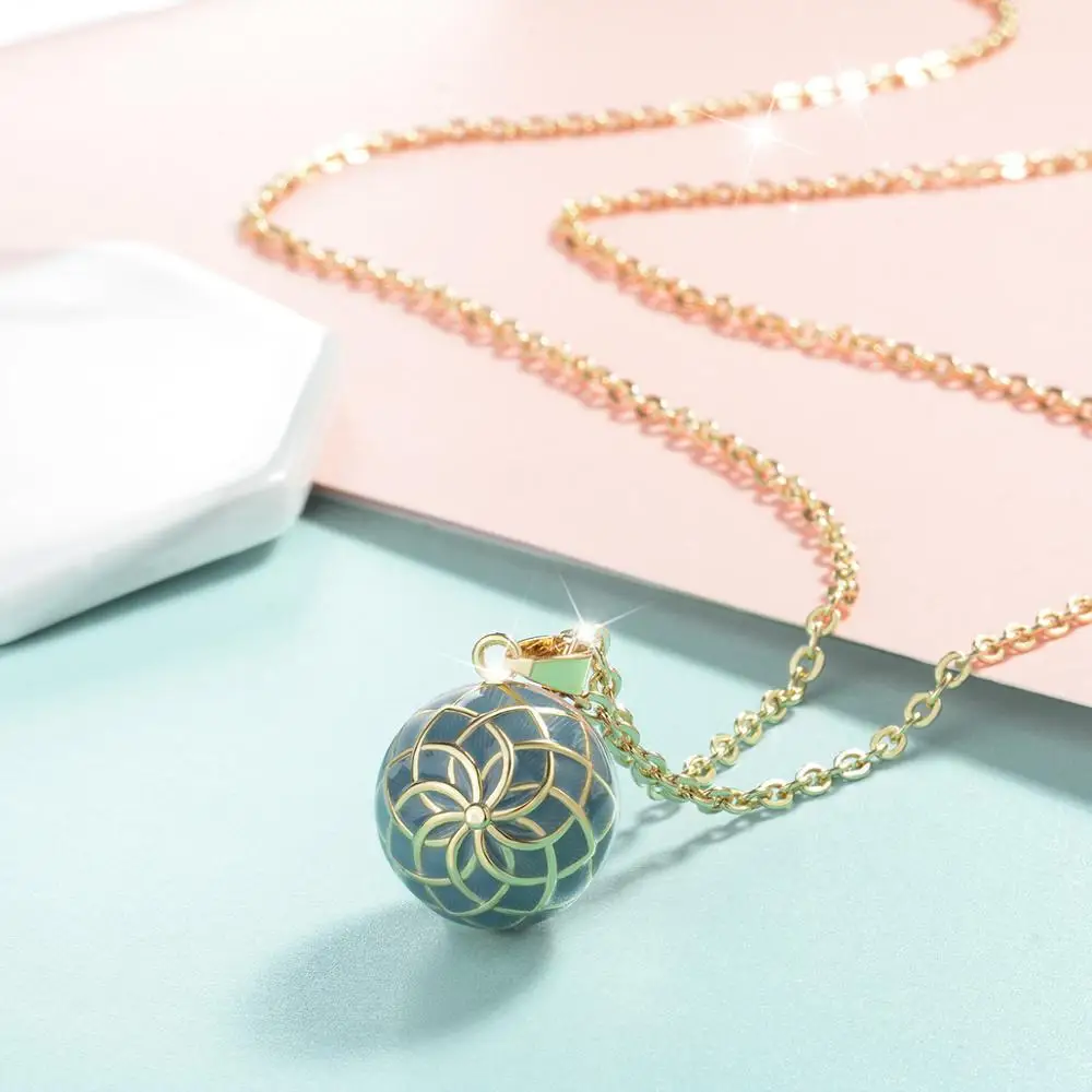 Eudora Harmony Gold green Flower Ball Necklace Chime ball Maternal bola bell appease fetal prenatal bell pregnant women Jewelry