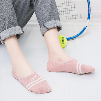 

5 Pairs Spring And Summer Cotton Ladies Invisible Socks Double Bar Sports Boat Socks Low To Help Digital Jaws Women Socks Sokken