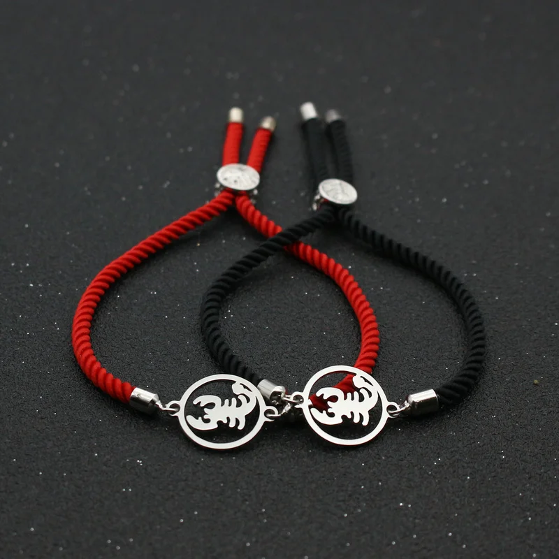 Cute Bear Stainless Steel Scorpion Bracelet Women Lucky Red Rope Adjustable Friendship Bracelets& Bangles For Men Charm Jewelry