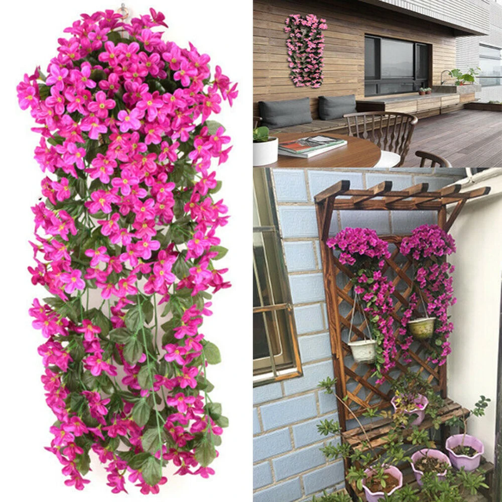 alias Convencional ventilación Flores artificiales colgantes de color violeta para decoración, Plantas  colgantes de colores para bodas, fiestas, hogar, jardín, interior y exterior,  1 unidad|Flores artificiales y secas| - AliExpress