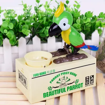 

Cute Creative Eating Coin Bird Piggy Bank Parrot Money Box Kids Toys Electric Money Bank Home Decor Money Saving Gift for Kids