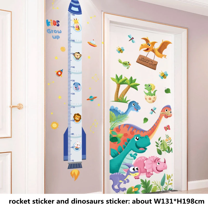 

[SHIJUEHEZI] Dinosaurs Animals Wall Stickers DIY Cartoon Rocket Mural Decals for Kids Rooms Baby Bedroom Nursery Home Decoration