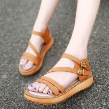 

Big Sales 2019 Summer Shoes Women Flat Heel Sandals Leather Platform Shoes Casual Women Sandals Big Size 34-43 Ladies Sandals